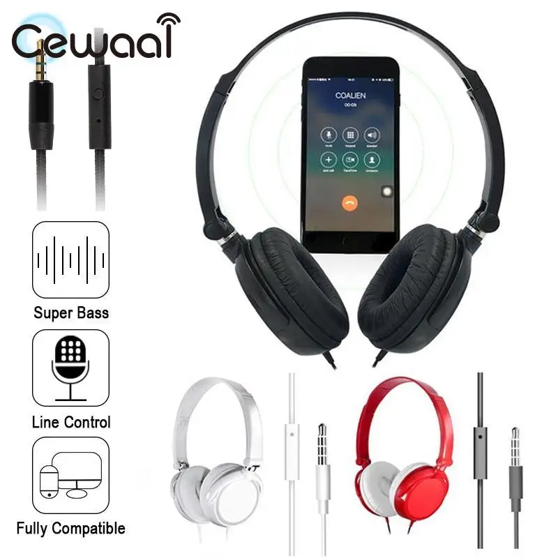 

Cewaal Foldable High Sound Quality 3.5mm Wired Head Wear Headphone Noise Reduction Surround sound For MP3 PC Laptop Smart Phone