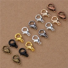 50 pcs 12x6mm de Metal Fechos de Lagosta de Bronze/Ouro/Ródio/Prata Lobster Fechos Ganchos Para fazer jóias Encontrar DIY Colar
