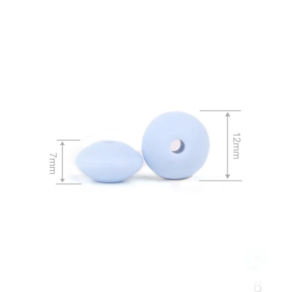 TYRY.HU 10Pcs Silicone Abacus Lentil Beads 12mm BPA Free Baby Teething Beads Chewable Baby Teethers Pacifier Chain Accessories 6