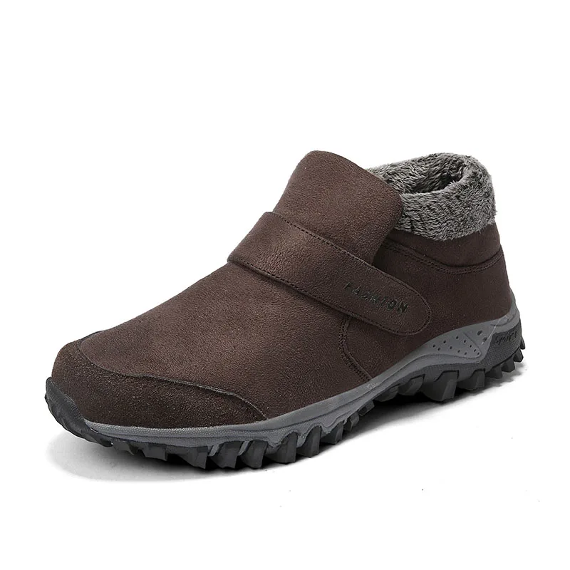 Новые зимние мужские теплые ботинки повседневная кожаная обувь с коротким плюшем Мужская Уличная обувь для отдыха на толстой подошве размера плюс 47 - Цвет: brown