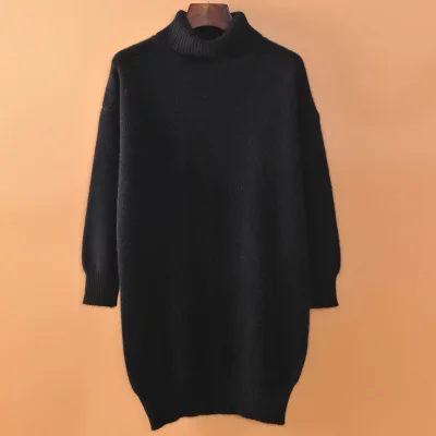 Женский кашемировый свитер средней длины - Цвет: Black