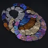 Colliers à pendentifs en pierre Aventurine pour femmes, 5 couleurs, 15 pièces/brin, en titane AB Top percé et en galette ample pour la fabrication de bijoux ► Photo 2/6