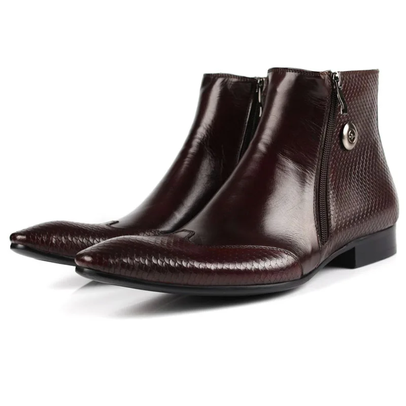 Mycolen Winter Newest Mens Cow Leather Chelsea Boots Pointed Toe Cow Leather Chelsea Boots Pointed Toe