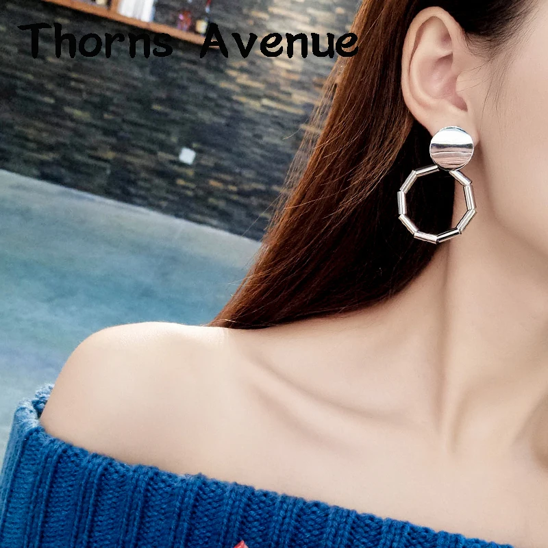 

New Fashion Silver Gold Color Round Geometric Simulated-pearl Earrings Bohemian Wedding Drop Earrings For Women Party Jewelry