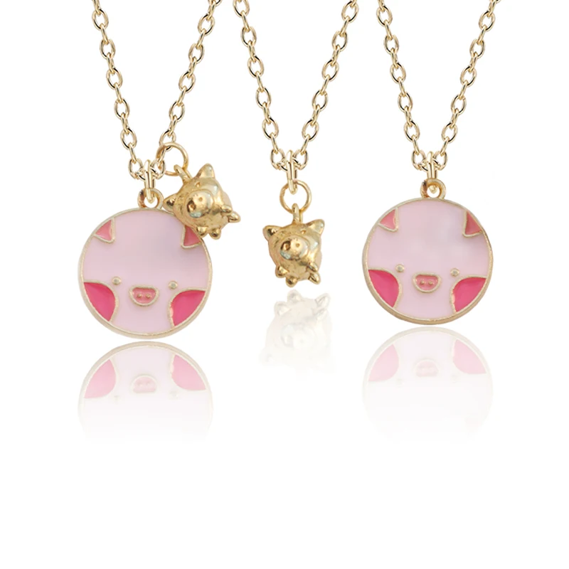 

The Latest Simple And Cute Pink Piglet Pattern Gold Animal Piglet Pendant Necklace Female Jewelry Selection Direct Sales