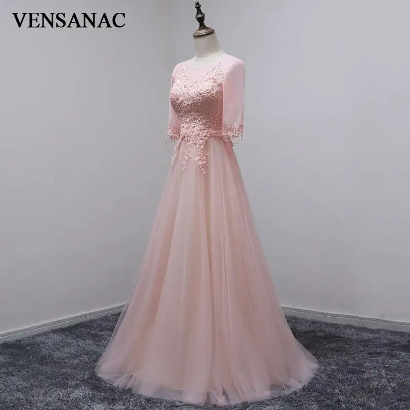 VENSANAC 2017 новые длинные вечерние платья трапециевидной формы с вышивкой и круглым