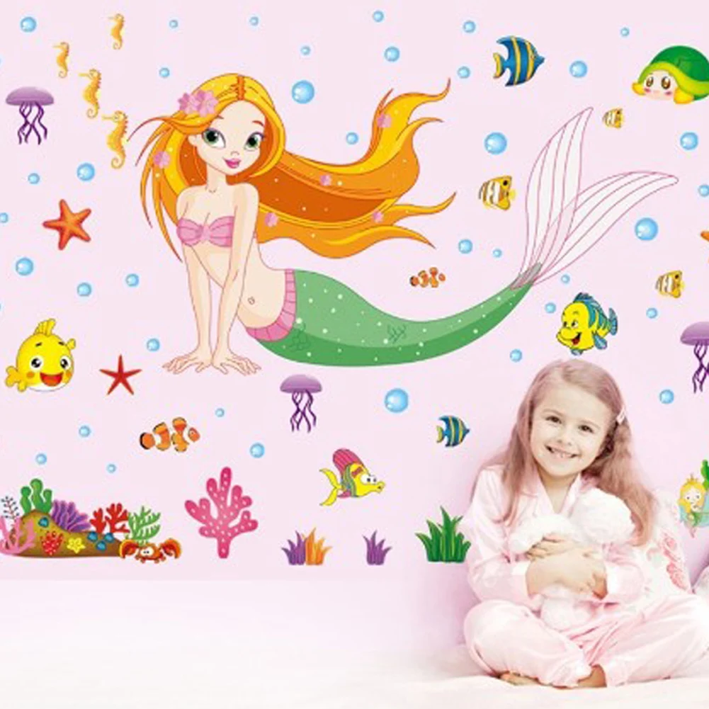 New Cartoon Mermaid Wall Sticker Removable Vinyl Decal Home Decor