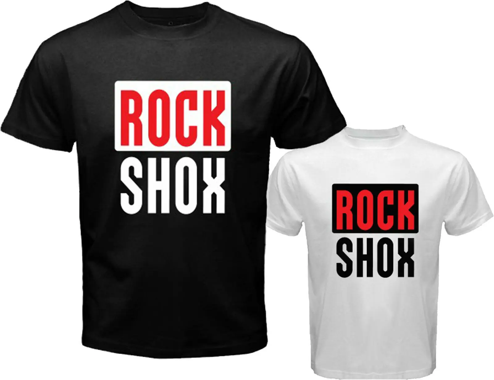 New ROCK SHOX Logo Moutain MTB Bike Bicycle Men's White Black T-Shirt Size S-3XL