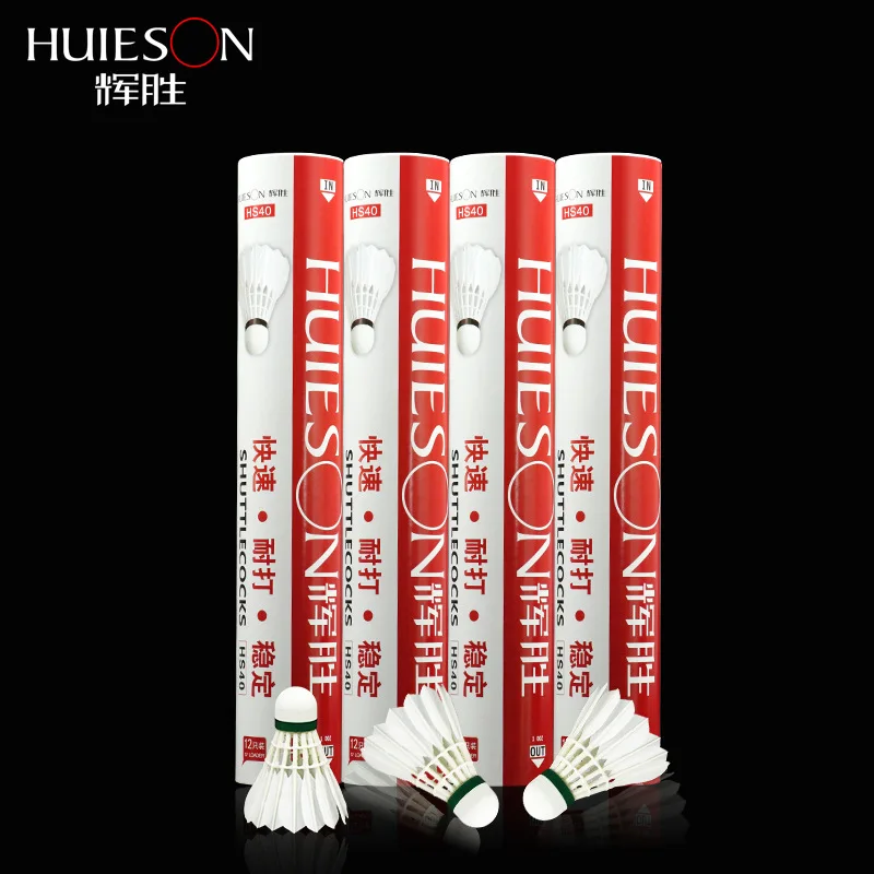 

Huieson 12 Pcs/Pack Goose Feather Cork Wood Shuttlecock Super Durable Badminton Shuttlecock for Badminton Training HS-40