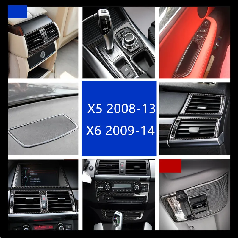Carbon Fiber Dashboard Stereo Speaker Frame Cover Trim For BMW X5 E70
