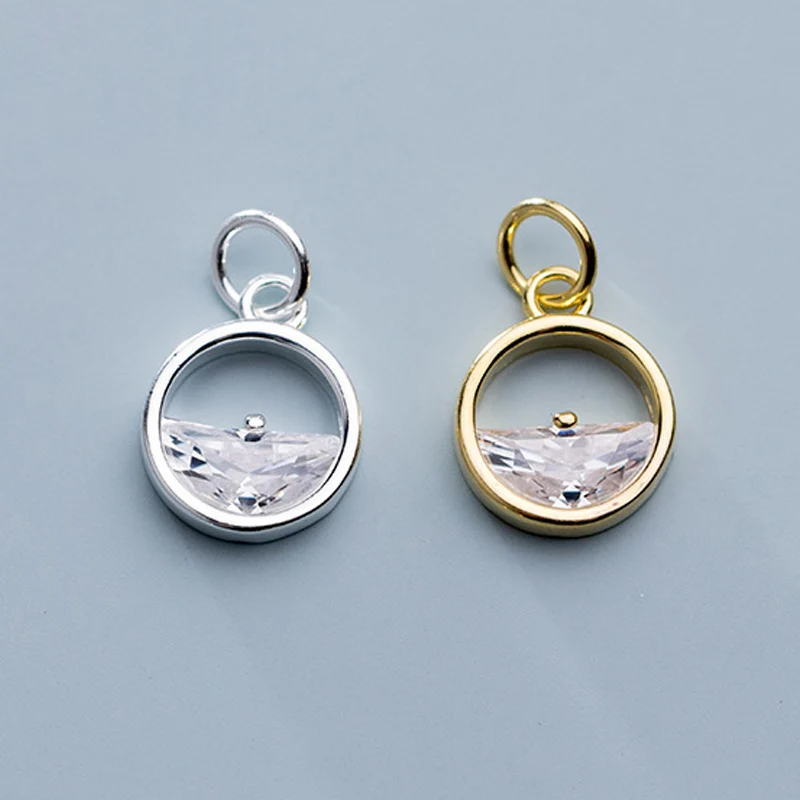 

925 Sterling Silver Abstract Sea Round Charms 10mm Handmade S925 Silver Dangle Pendants DIY Jewelry Making Necklace Bracelets