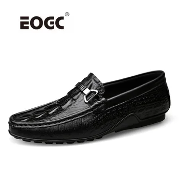 

Top Quality Genuine Leather Men Flats Crocodile Comfortable Casual Shoes Soft Loafers Moccasins Driving Shoes Zapatos Hombre