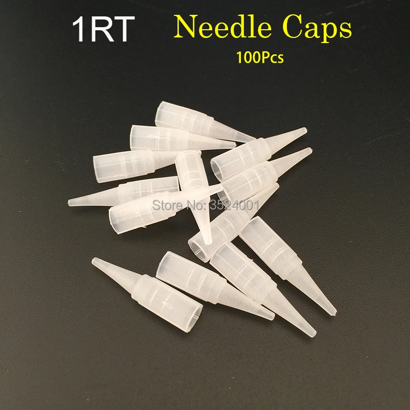 

100Pcs Eyebrow Tattoo Needle Tips For Permanent Makeup Plastic Tattoo Caps Matched For 1R Needles