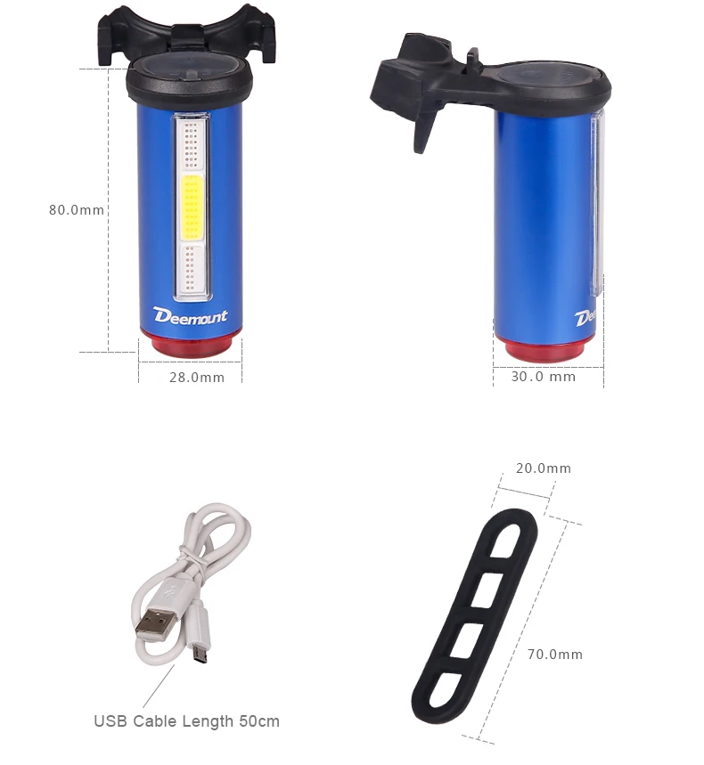 Flash Deal Deemount Hot New Bicycle Tail Light 3 Colors in 1 Lamp LED COB Visual Warning Bike Rear Lantern 100LM 850aAH Rechargeable 3