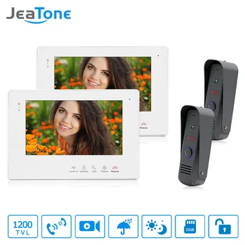 

JeaTone 7"Video Intercom Doorbell Waterproof Door Phone Camera Home Security Kit 1200TVL Dual Communication Touch Button Monitor