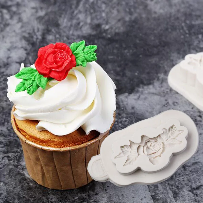 HEARTMOVE 3D Relief Rose Flower Leaf Silicone Molds Wedding Cake Border Decoration Fondant Cake Mold Gumpaste Chocolate Moulds