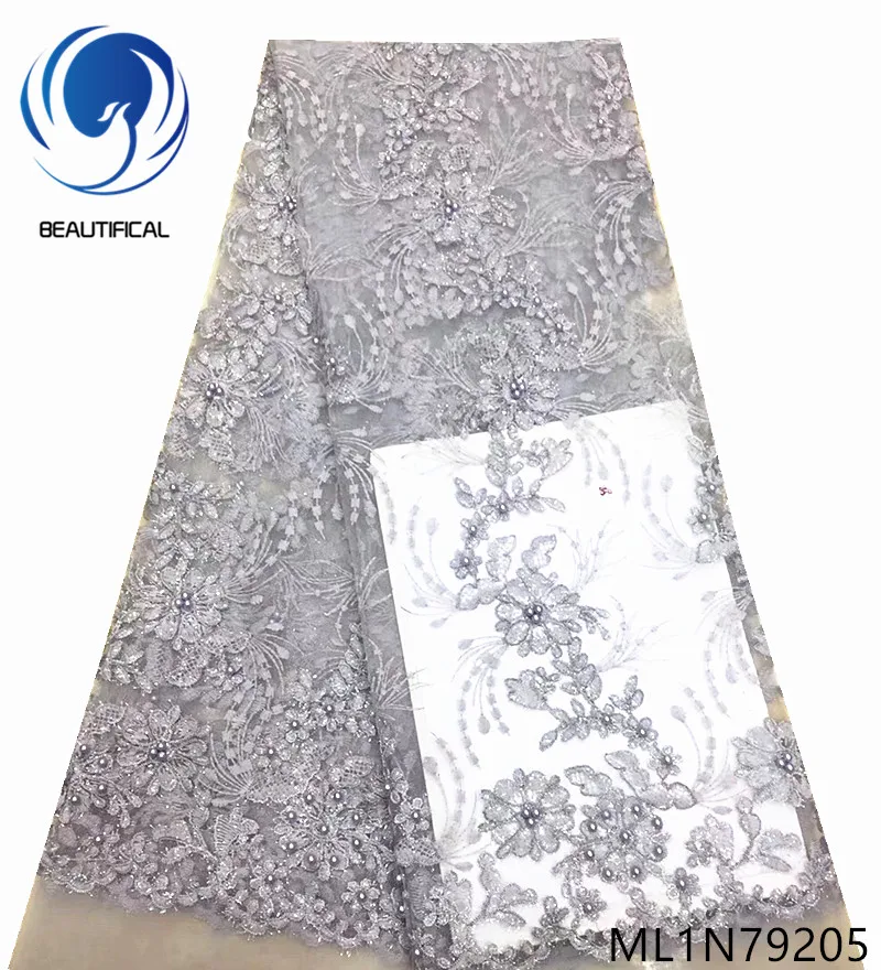 

Beautifical sequin net lace beaded lace fabric fabrics tulle lace fabric african 2019 with sequins and beads 5 yards/lot ML1N792