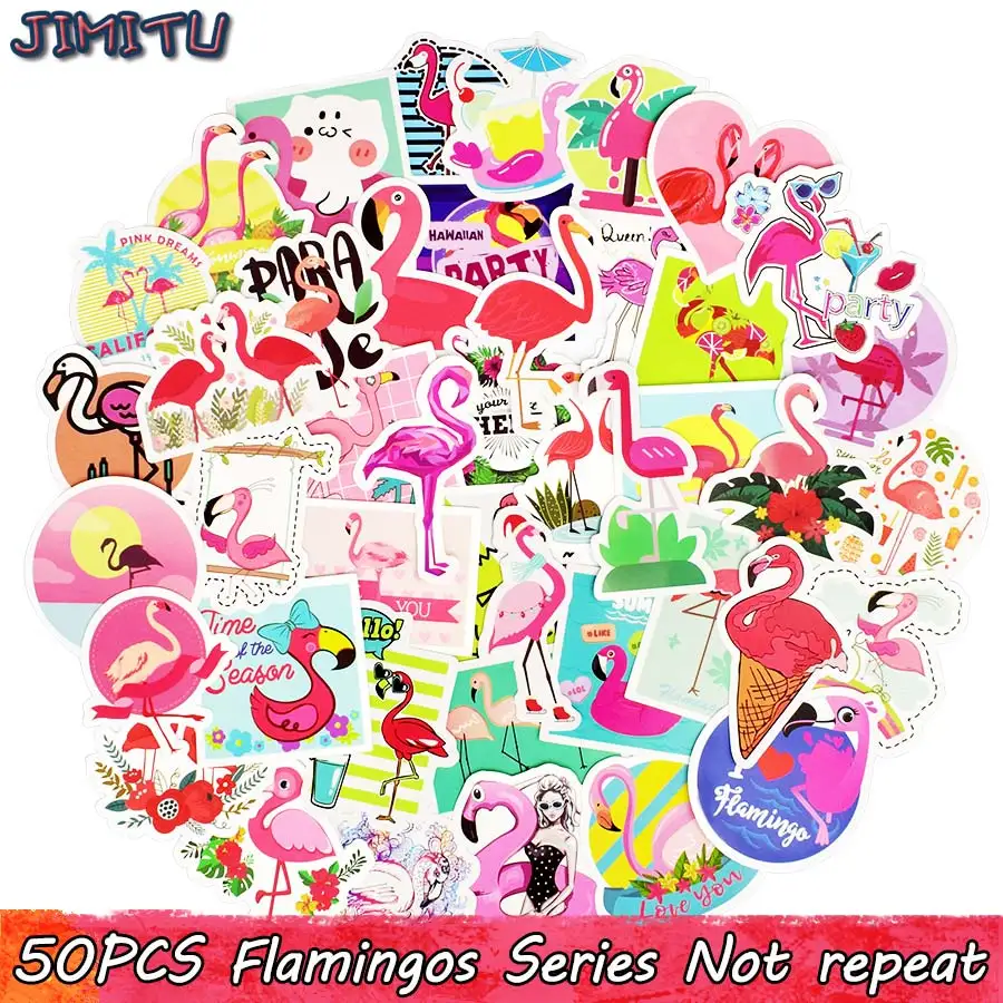 50 шт. Фламинго наклейка милый аниме мечта креативная наклейка s для детей DIY ноутбук чемодан велосипед багаж наклейки для гитары - Цвет: 50 PCS Flamingos