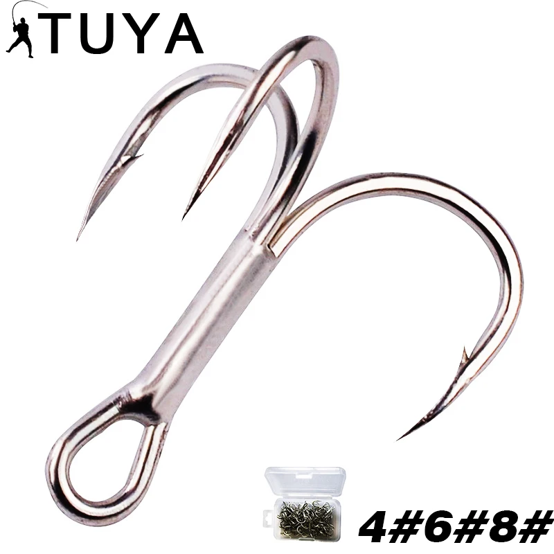 Treble Hooks 40pcs Super Sharp solid Triple Hooks Barbed fishing Hook