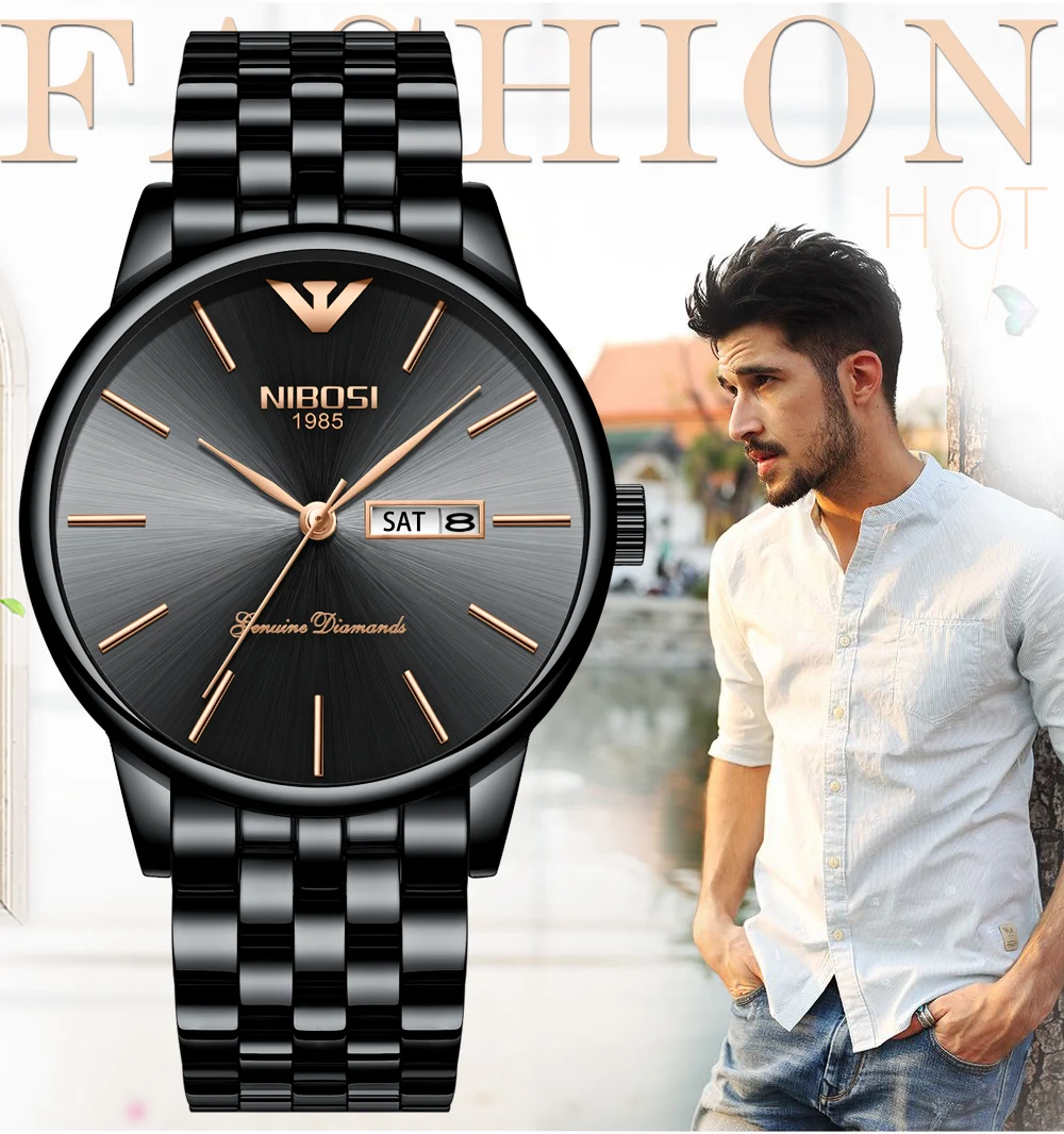 Relogio Masculino NIBOSI Mens Watches Top Brand Luxury Simple Watches Men Steel Calendar Date And Week Fashion Watches 2018 Saat (1)