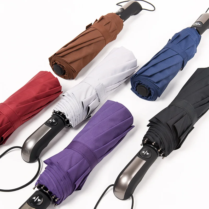 Автоматический ветрозащитный деловой Зонт с большой поверхностью, 10 скелетов, зонтик с одним нажатием для солнечного и дождливого использования, доступны различные цвета