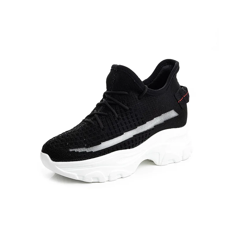

Sneakers Mesh Casual Shoes 2019 Summer Flying Woven Solid Color Women's Shoes Thick Bottom Comfortable Breathable White Shoes