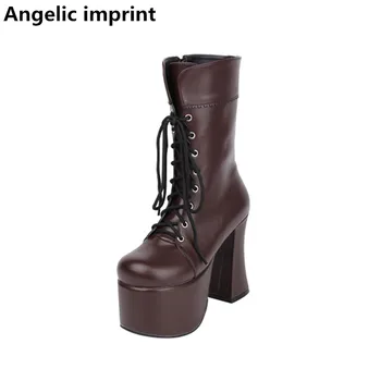 

Angelic imprint mori girl Women punk motorcycle shoe lady lolita ankle Boots woman high trifle heels pumps platform shoes 33-47