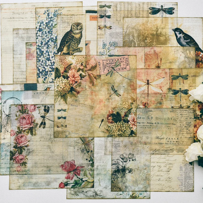 

VYUTXA Vintage Birds Material Paper Set for Scrapbooking DIY Projects/Photo Album/Card Making Crafts