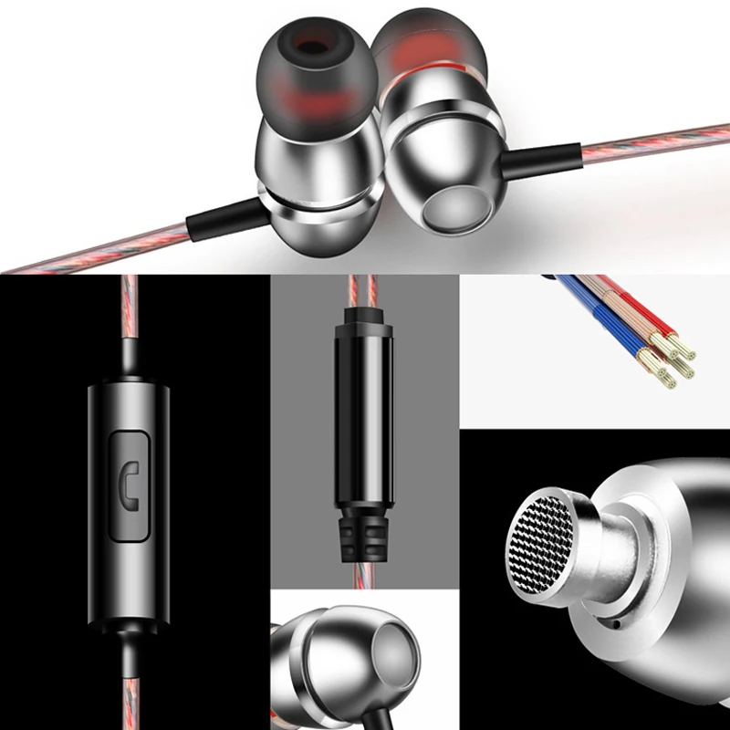 Wired Earphone High Bass Stereo In Ear Earphones with Microphone Sports