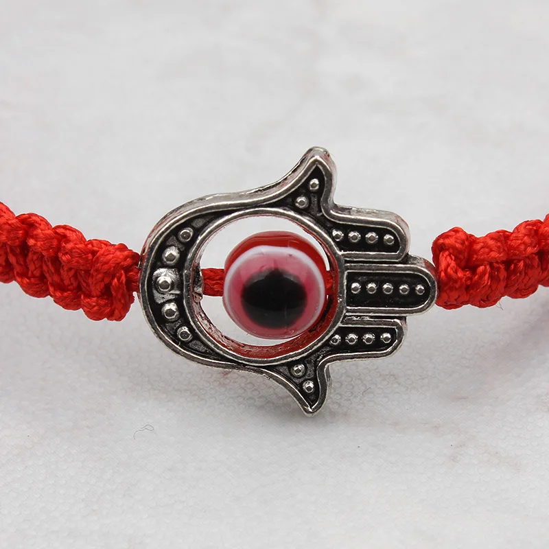 Мода Jewel Плетеный красные веревка браслет-цепочка Для женщин Хамса рук сглаза Браслеты с подвесками для Для женщин удачи подарки