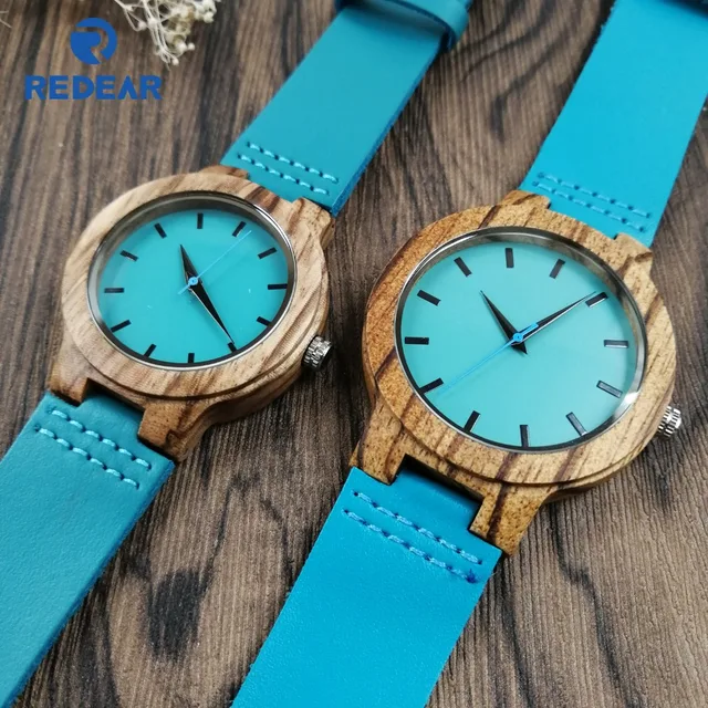 Lovers' Watches Women Wooden Men Watch Turquoise Blue Timepieces in Gift Box Lovers' Watches Women Wooden Men Watch Turquoise Blue Timepieces in Gift Box