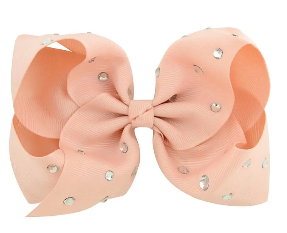 

free shipping 20pcs 5-6'' Rhinestone hair bows Signature Hair Bow sparkly hair accessories big hair bows