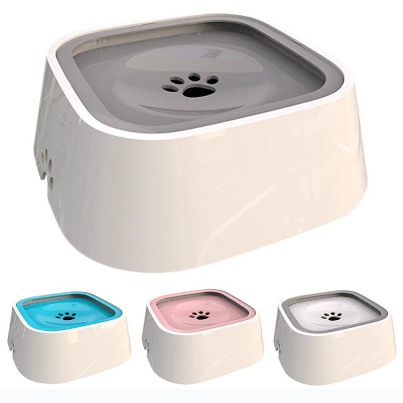 

1.5L Pet Dog Bowls Floating Not Wetting Mouth Cat Bowl No Spill Drinking Water Feeder Plastic Portable Dog Bowl