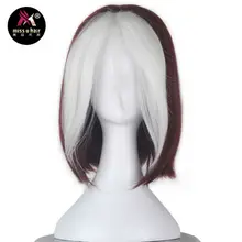 Miss U волосы женские короткие волнистые бордовый черный коричневый и белый пряди Выделите волосы фильм партии косплей костюм парик