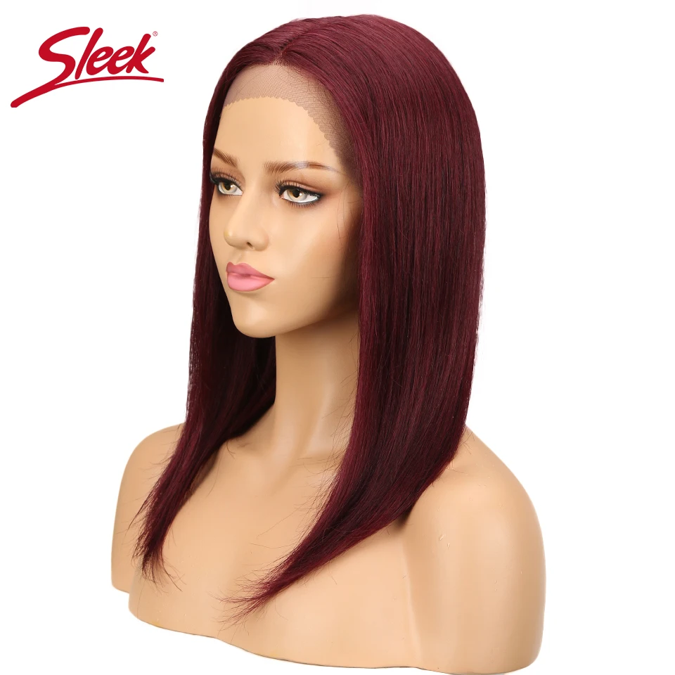 

Sleek Brazilian Remy Lace Front Human Hair Wigs For Black Women Straight Human Hair Lace Front Wig Swiss Lace 99J Free Ship