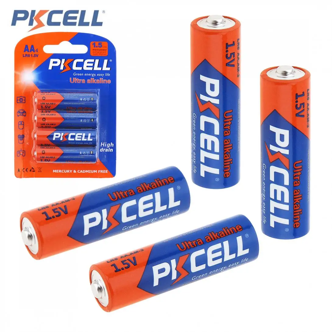 

4pcs PKCELL AA LR6 1.5V Alkaline Dry Battery E91 AM3 UM3 MN1500 Primary 2A Batteires Superior batteria for Camera Mouse Shaver