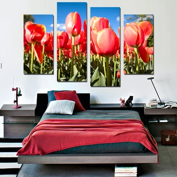 

Modern printed painting canvas art Tulip flowers wall picture hang in bedroom decoration Unframed