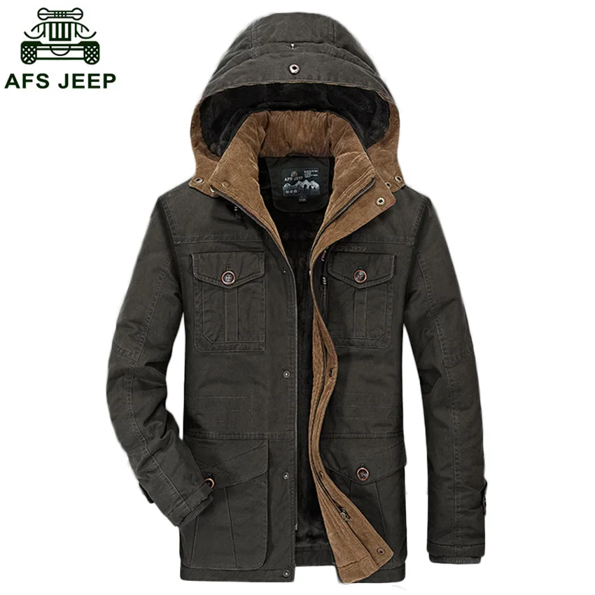 AFS JEEP, брендовые Толстые мужские парки, хлопок, кашемир, зимняя куртка для мужчин размера плюс 4XL, повседневная куртка с хлопковой подкладкой, мужские парки, hombre