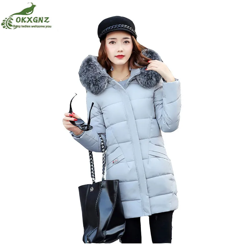 Occasionnel black Vêtements khaki Hiver Okxgnz Manteau Survêtement Down Chantiers Grands Coton Femmes pink Épaississement Veste Slim gray Long Moyen Tarmac Chaud q6TO6