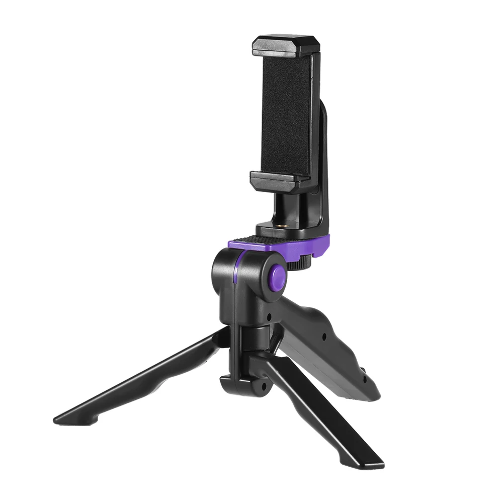 

Andoer Mini Phone Tripod Stand Handheld Grip Stabilizer w/ Adjustable Smartphone Clip Holder Bracket for iPhone X for Samsung