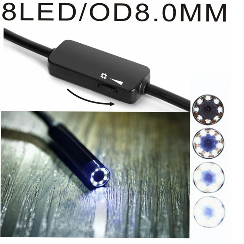 8MM HD1200P Waterproof IP68 WiFi USB Endoscope Camera Wire Snake Tube Inspection Borescope For Smart Phone