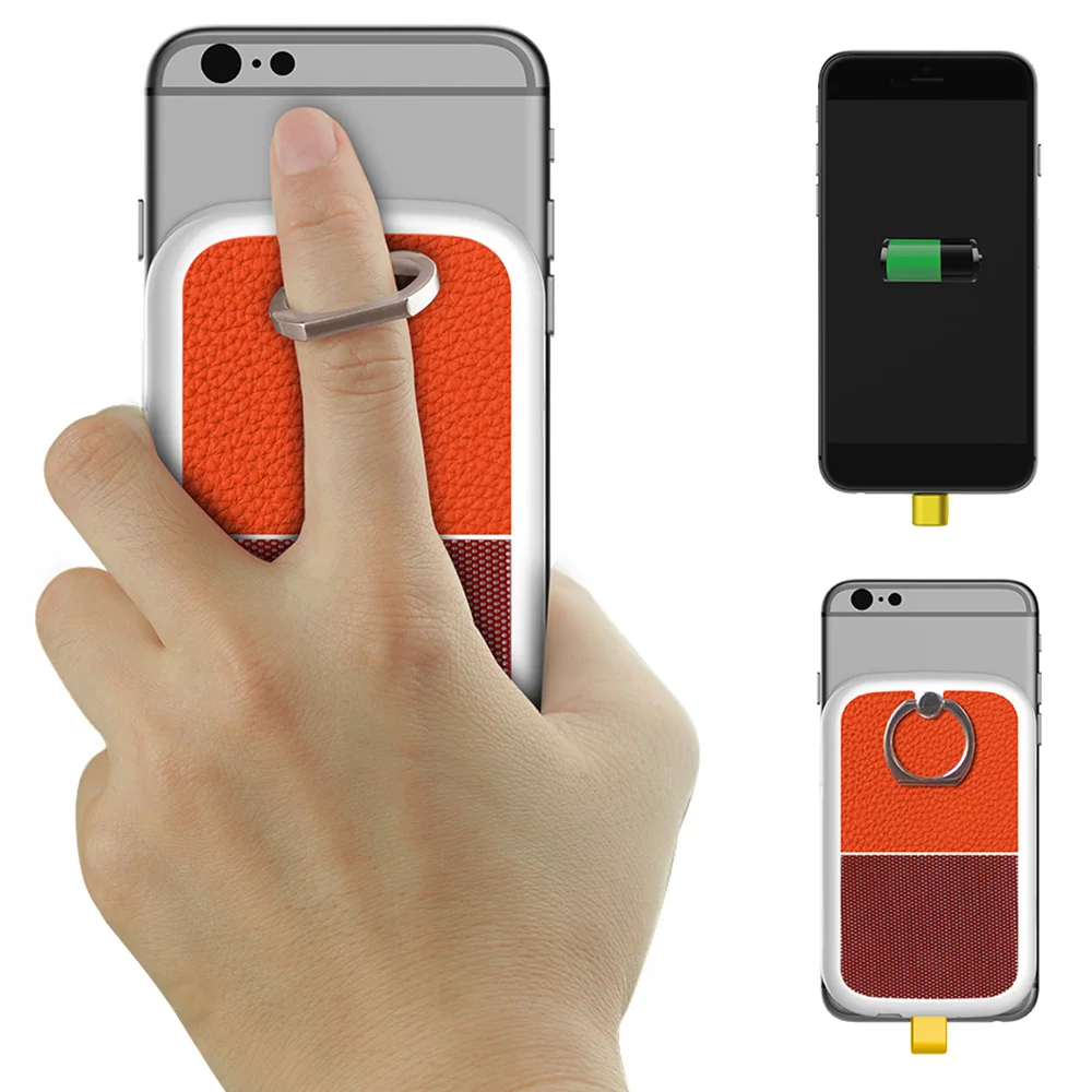  Ultra Slim Power Bank Portable Attachable Battery Case 4000mAh with Type-C Charging Cable Finger Gr