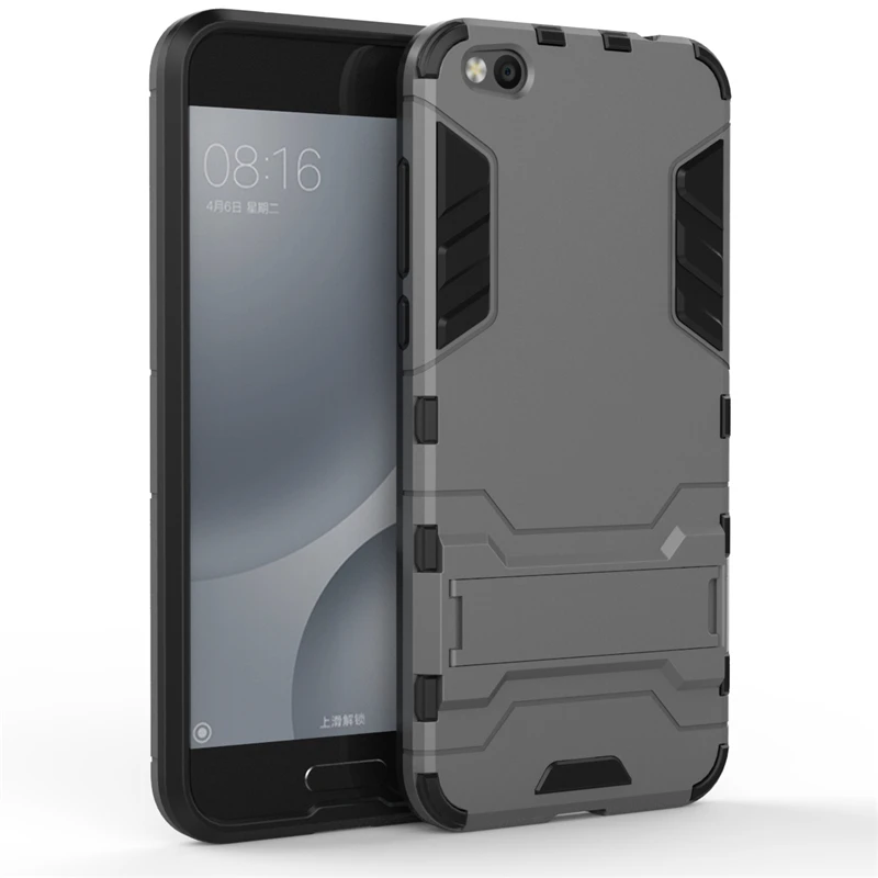 2 in 1 Hard PC + Soft Silicone TPU Rugged Rubber Kickstand Case For Xiaomi Mi5C Matte Armor Shockproof Phone Holder Cover Shell (24)