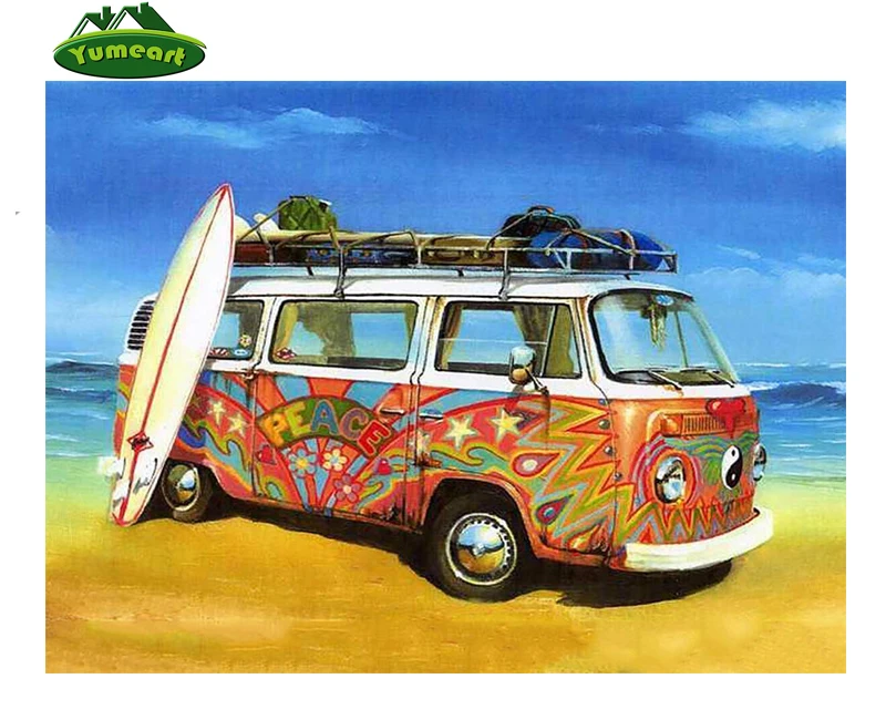 

3D Diy Diamond Painting Auto Car Bus and Surfboard Handcraft Needlework Embroidery Resin Stone Diamond Cross Stitch Wall Art