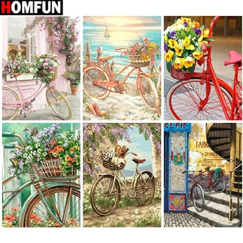

HOMFUN 5D Diamond Embroidery Needlework Kit "Bicycle flower" Diy Diamond Painting Cross Stitch Home Decoration Gift