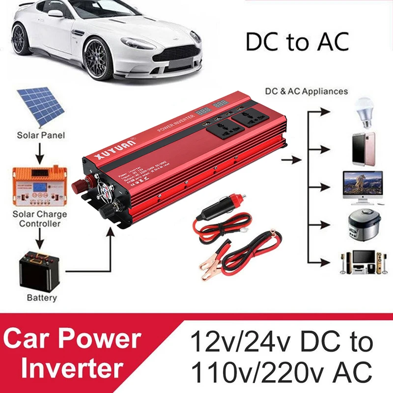 VicTsing 5000 Вт мощность Инвертор DC 12 В к AC 220 В 4 порты usb 2 розетки для лагеря портативный инвертор зарядное устройство автомобиля интимные