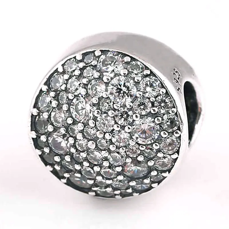 

New 925 Sterling Silver Bead Charm Pave Sphere Sky Full Of Stars With Crystal Beads Fit Pandora Bracelet Bangle DIY Jewelry