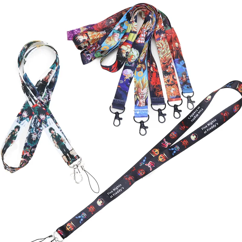 

10pcs My Hero Academia Lanyard Dragon Ball Z FNAF Phone Lanyards for Men Women Goku Phone Holder Neck Straps Keychain Toys
