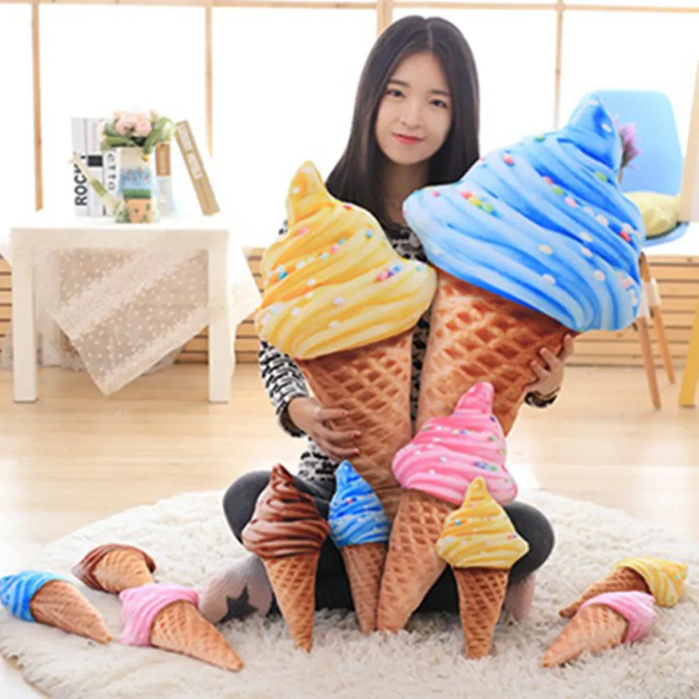 3D Ice Cream Pillow Waist Pillow Ice Cream Cushion Sweet Funny Pillow 30cm 4 Patterns Gifts Beds Soft Doll Sofa Children Toy