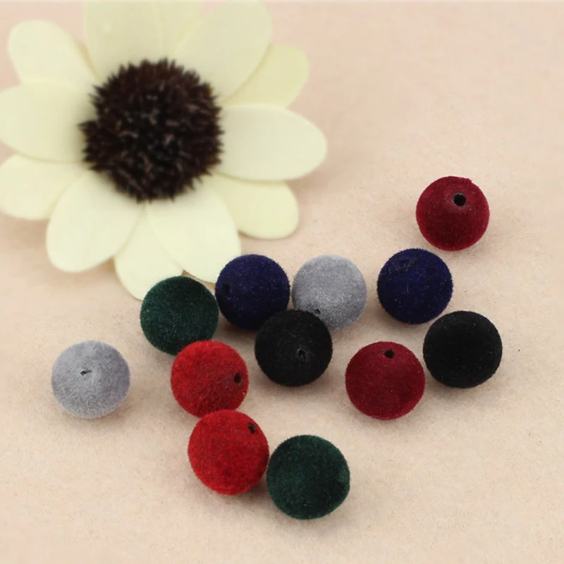 

factory outlet 12mm Cover Velvet Round Ball Beads for women jewelry making diy necklace earrings spacers findings accessories